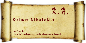 Kolman Nikoletta névjegykártya